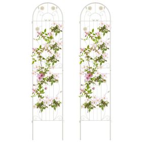2 Pack 86.5 x 20 Inches Metal Garden Trellis for Climbing Plants (Color: White)