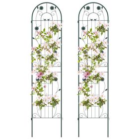 2 Pack 86.5 x 20 Inches Metal Garden Trellis for Climbing Plants (Color: Green)